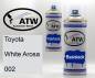 Preview: Toyota, White Arosa, 002: 400ml Sprühdose + 400ml Klarlack - Set, von ATW Autoteile West.